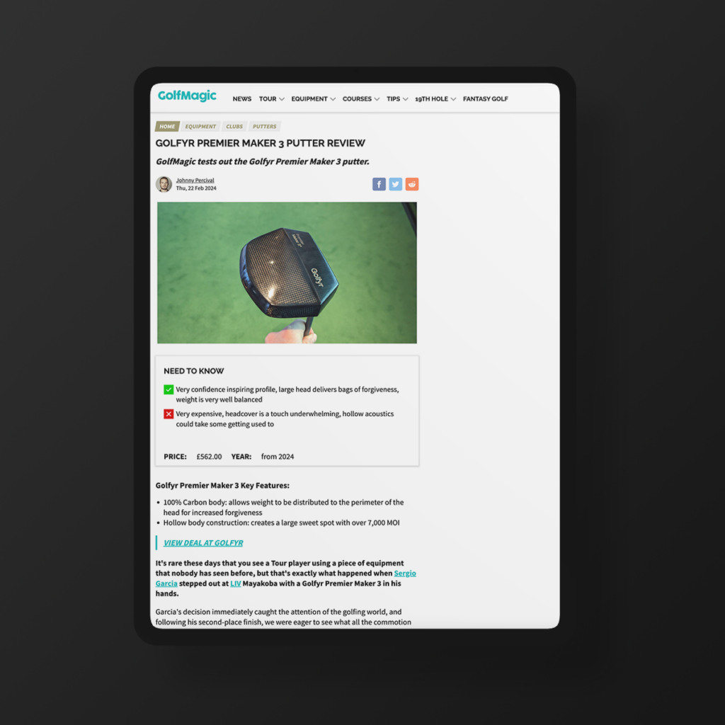 golfyr premier maker 3 putter review